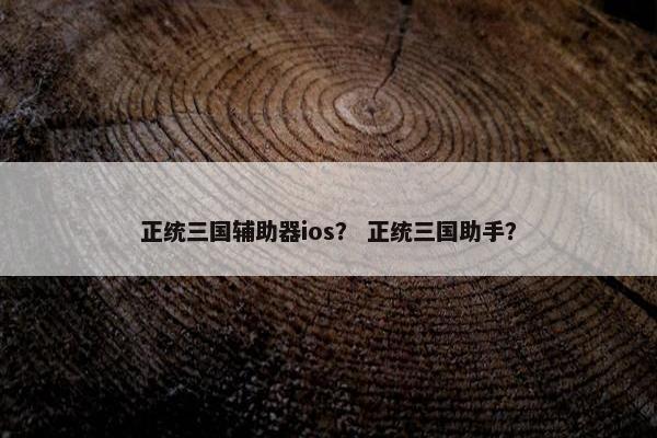 正统三国辅助器ios？ 正统三国助手？