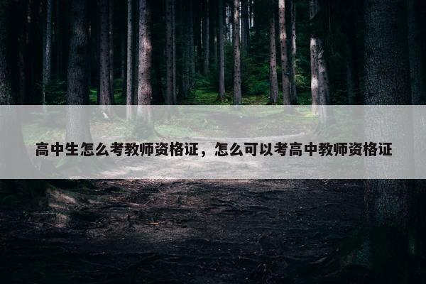高中生怎么考教师资格证，怎么可以考高中教师资格证
