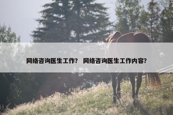 网络咨询医生工作？ 网络咨询医生工作内容？