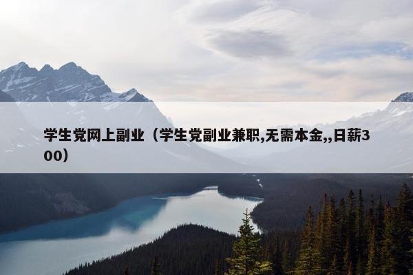学生党网上副业（学生党副业兼职,无需本金,,日薪300）