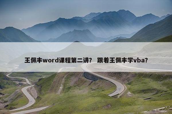 王佩丰word课程第二讲？ 跟着王佩丰学vba？