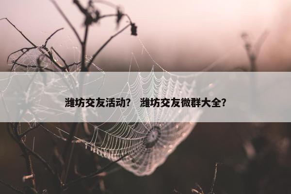 潍坊交友活动？ 潍坊交友微群大全？