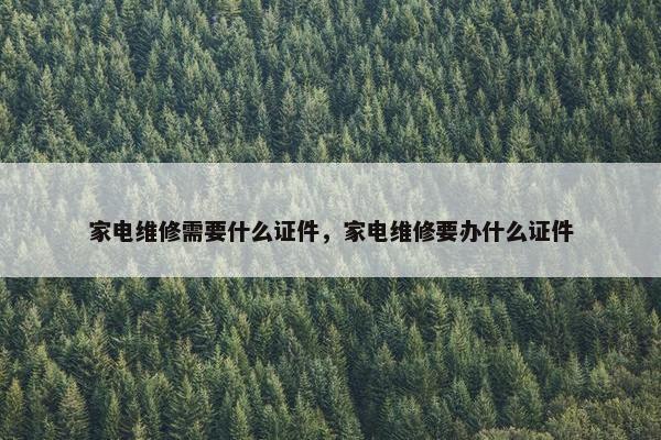 家电维修需要什么证件，家电维修要办什么证件