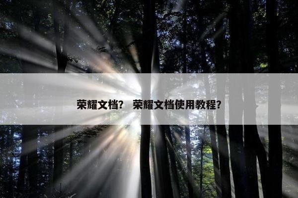 荣耀文档？ 荣耀文档使用教程？