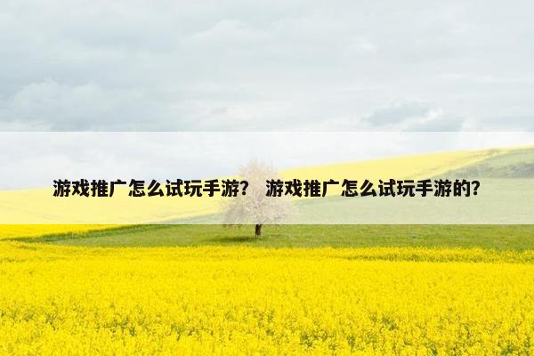 游戏推广怎么试玩手游？ 游戏推广怎么试玩手游的？