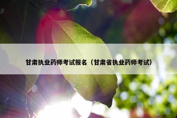 甘肃执业药师考试报名（甘肃省执业药师考试）