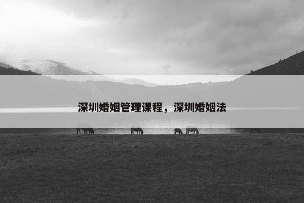 深圳婚姻管理课程，深圳婚姻法