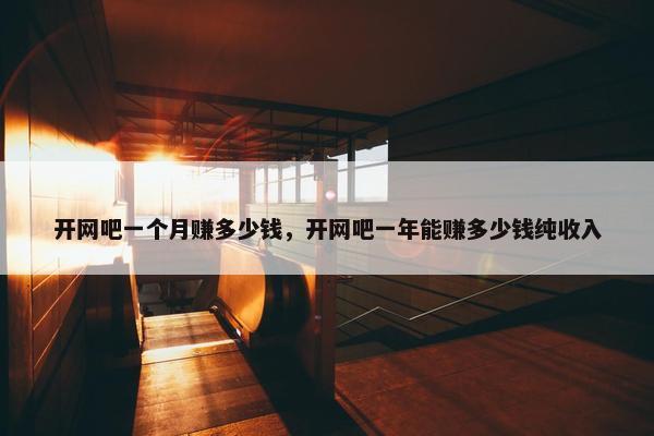 开网吧一个月赚多少钱，开网吧一年能赚多少钱纯收入