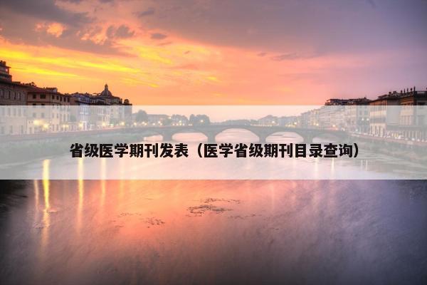 省级医学期刊发表（医学省级期刊目录查询）