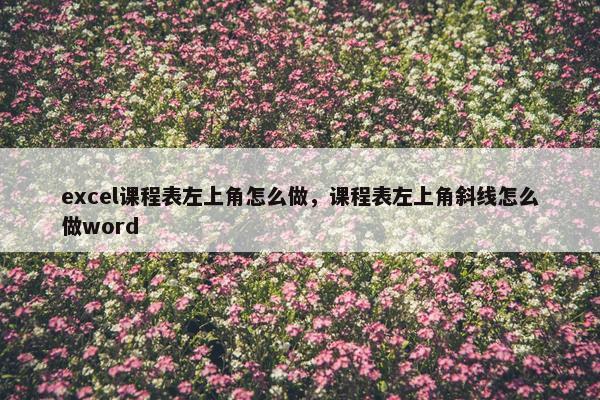 excel课程表左上角怎么做，课程表左上角斜线怎么做word