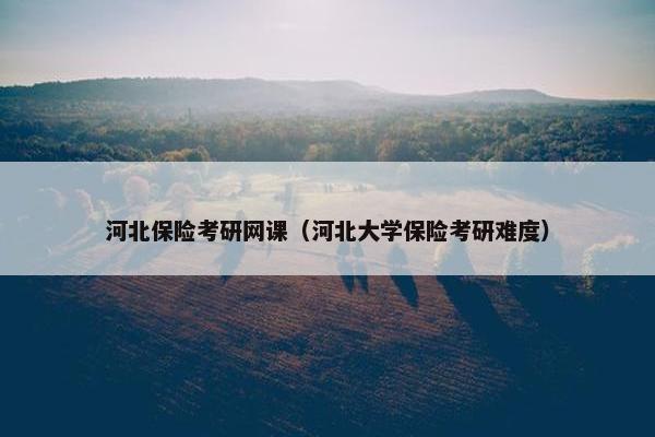 河北保险考研网课（河北大学保险考研难度）