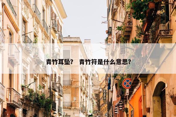 青竹耳坠？ 青竹符是什么意思？