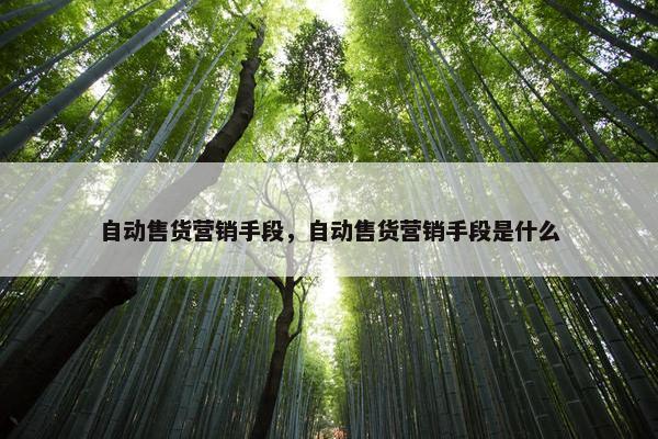 自动售货营销手段，自动售货营销手段是什么