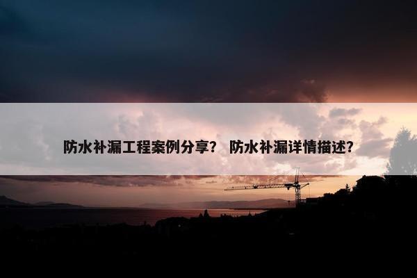 防水补漏工程案例分享？ 防水补漏详情描述？