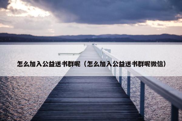 怎么加入公益送书群呢（怎么加入公益送书群呢微信）